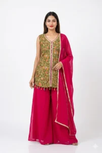 Embroidered Palazzo Suit Set with Dupatta
