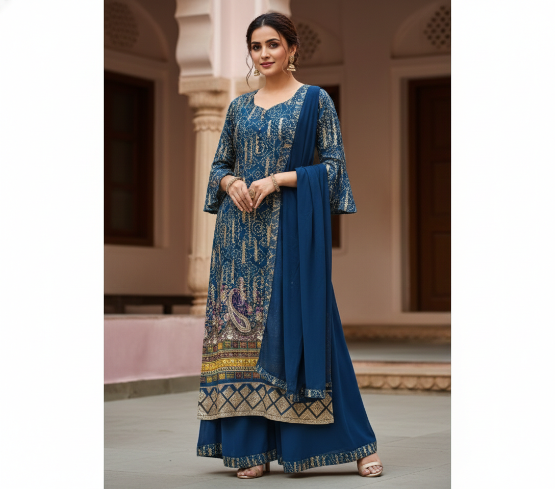 Blue Kurti Palazzo