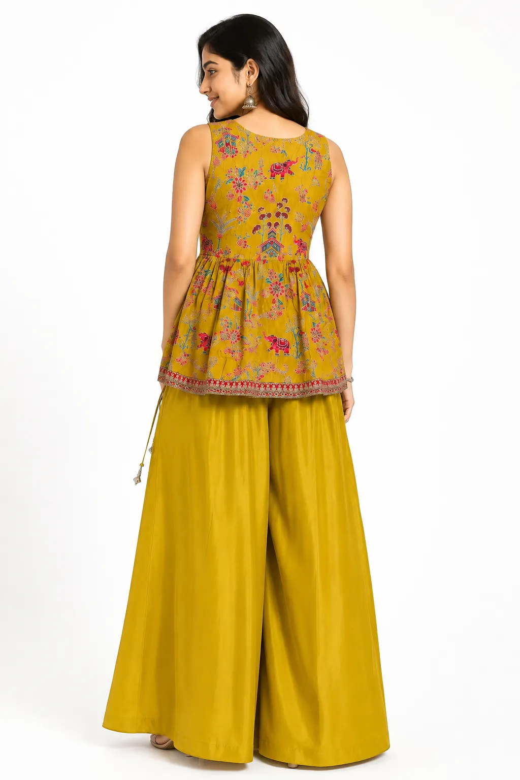 Mustard Yellow Embroidered Kurta Palazzo Set With Dupatta