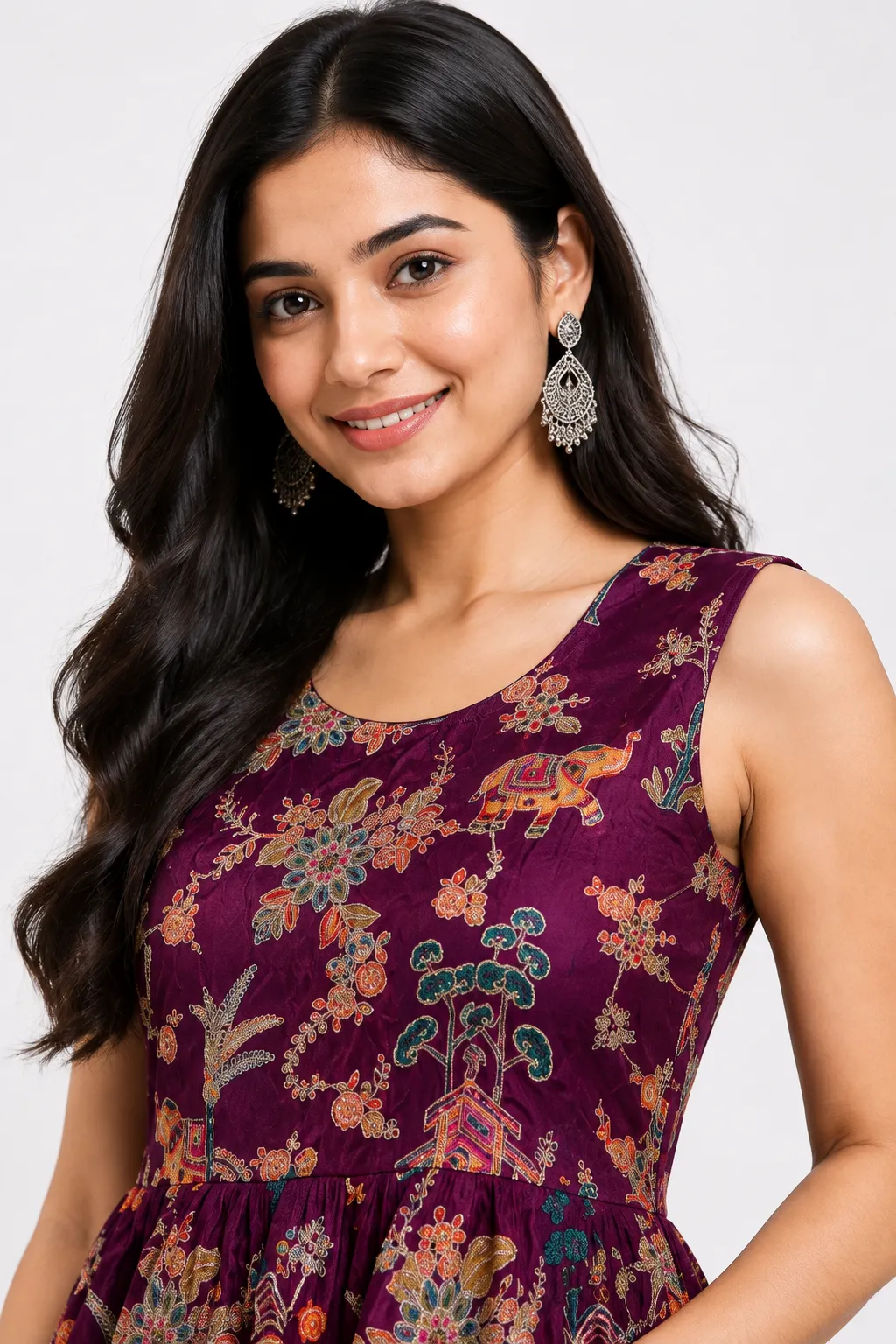 Purple Embroidered Kurta Palazzo Set With Dupatta