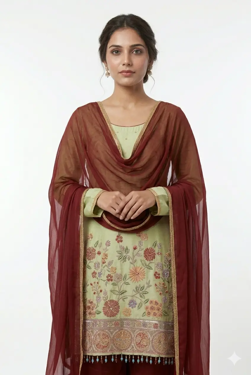 Elegant Pastel Green Kurta Set | Luxury Fashion Kurti
