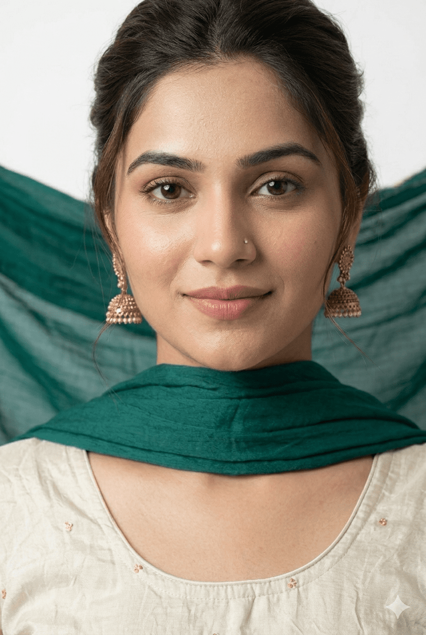 Rich green palazzo style cream kurta set