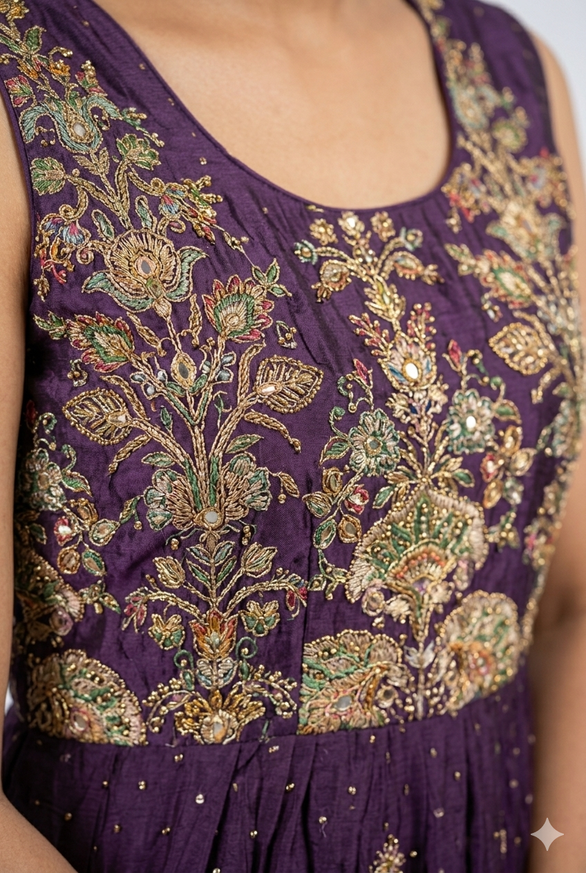 Purple Ethnic Peplum Palazzo Set