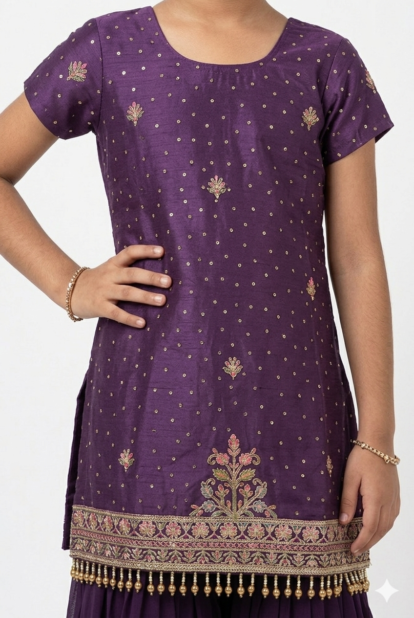 Falsha colour kurti palazzo and dupatta