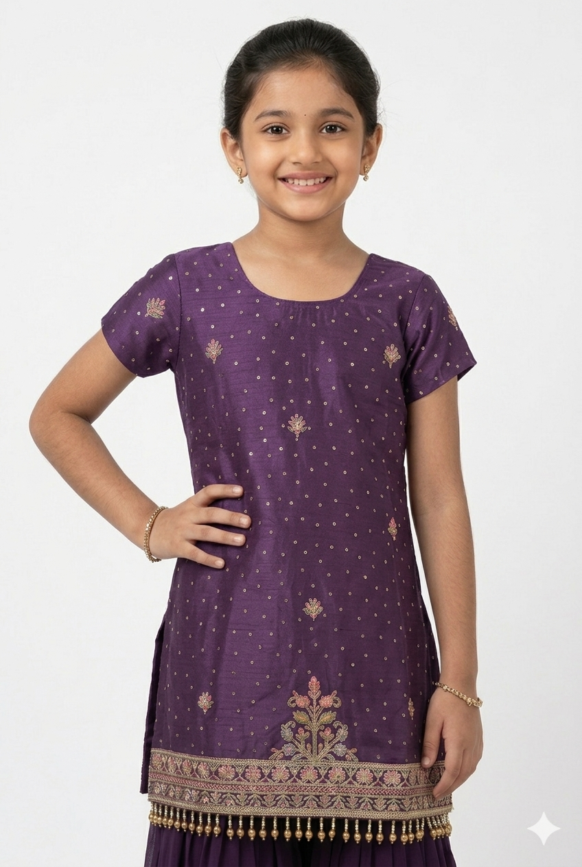 Falsha colour kurti palazzo and dupatta