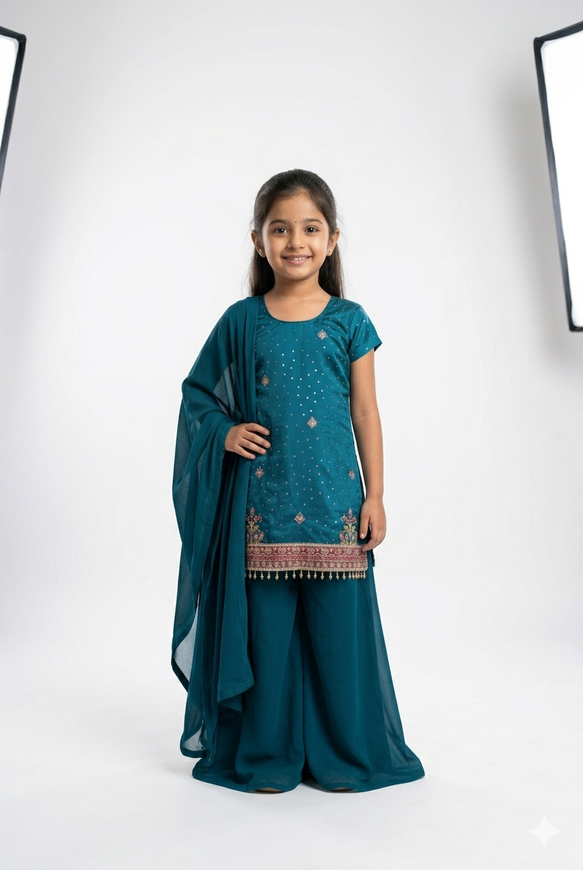 Blue colour kurti palazzo