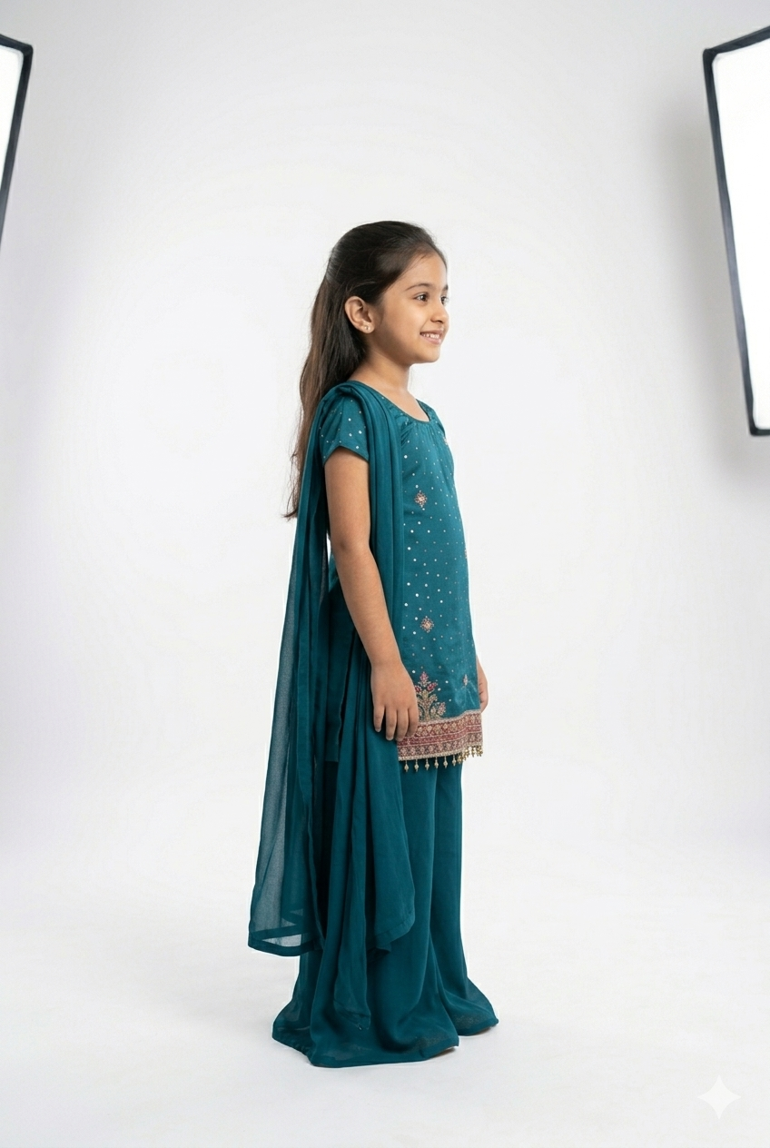Blue colour kurti palazzo