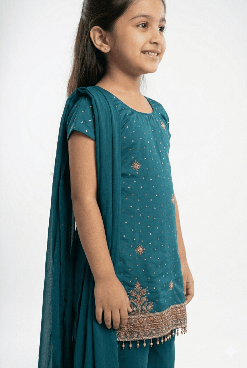 Blue colour kurti palazzo