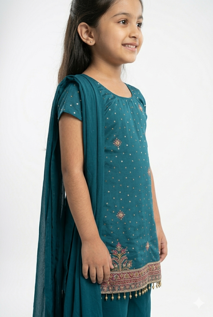 Blue colour kurti palazzo