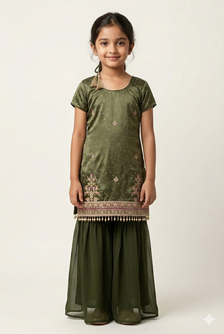 Green colour kurti palazzo