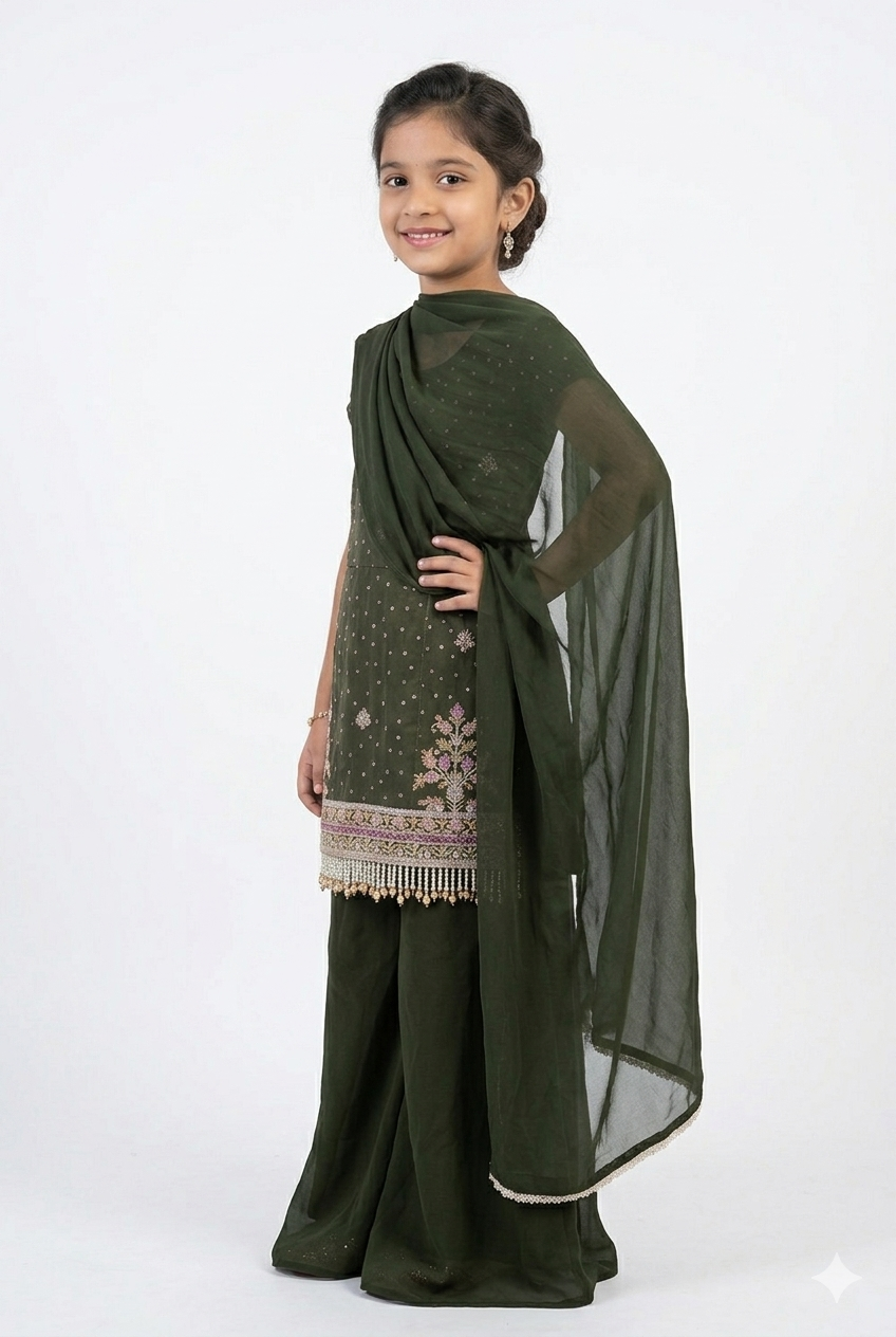 Green colour kurti palazzo