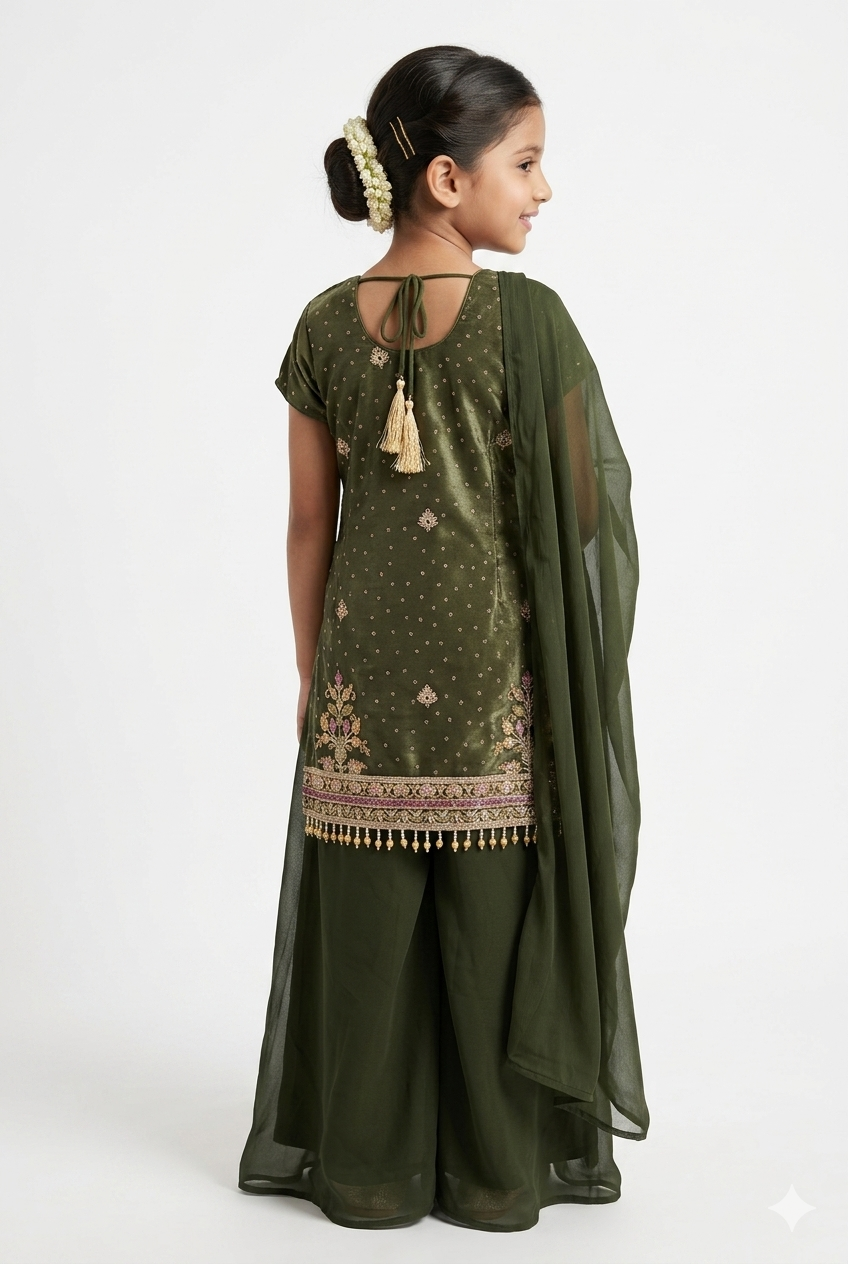 Green colour kurti palazzo