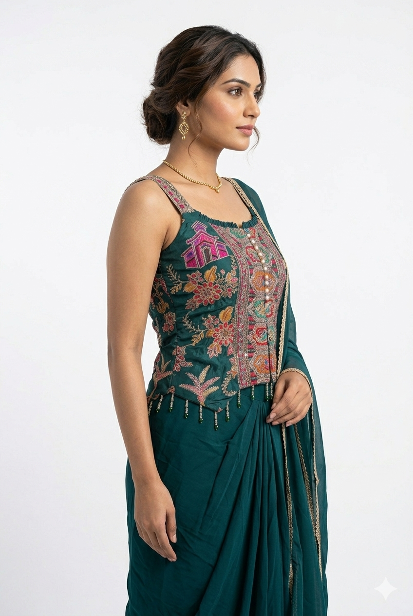 Grren indo western latest luxury dress