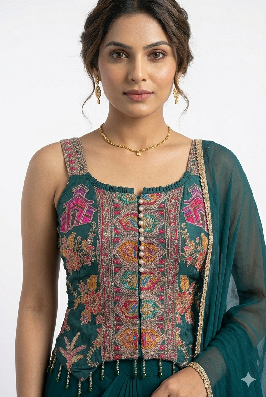 Grren indo western latest luxury dress