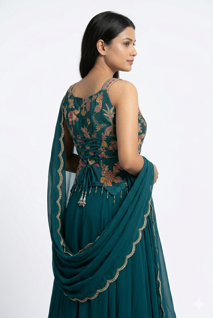 Grren indo western latest luxury dress