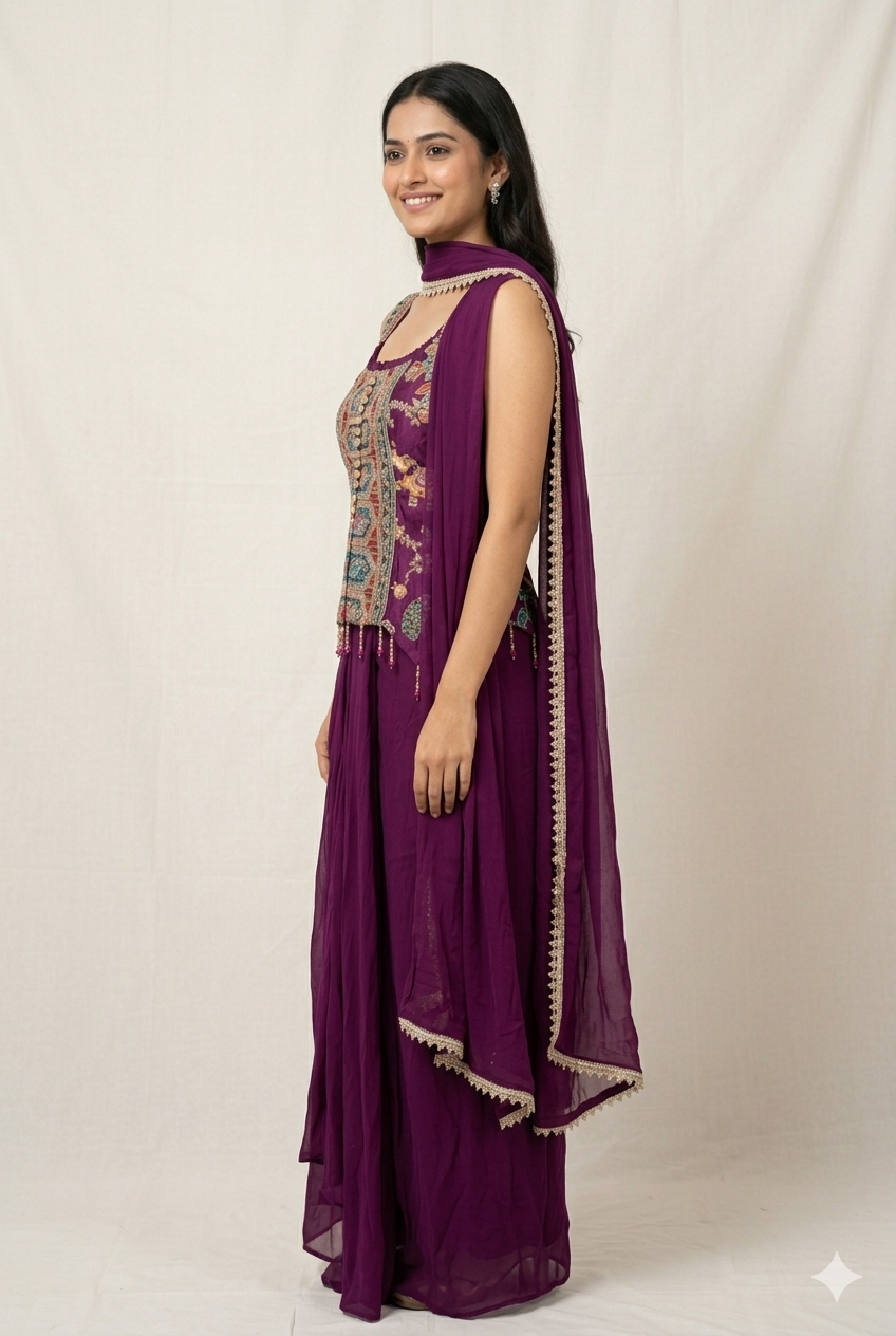 Indo western latest luxury falsha colour