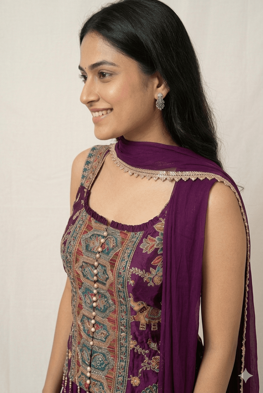 Indo western latest luxury falsha colour