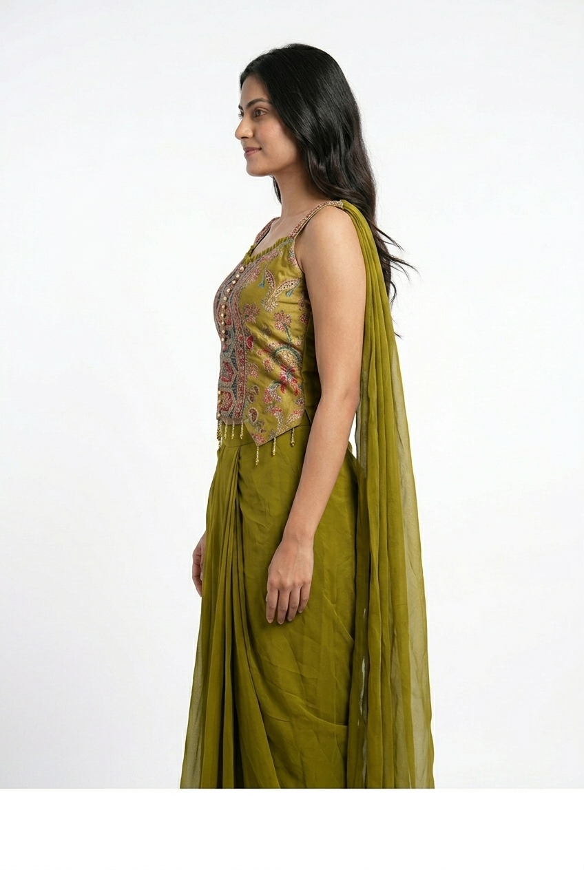 Yellow indo western dress wear