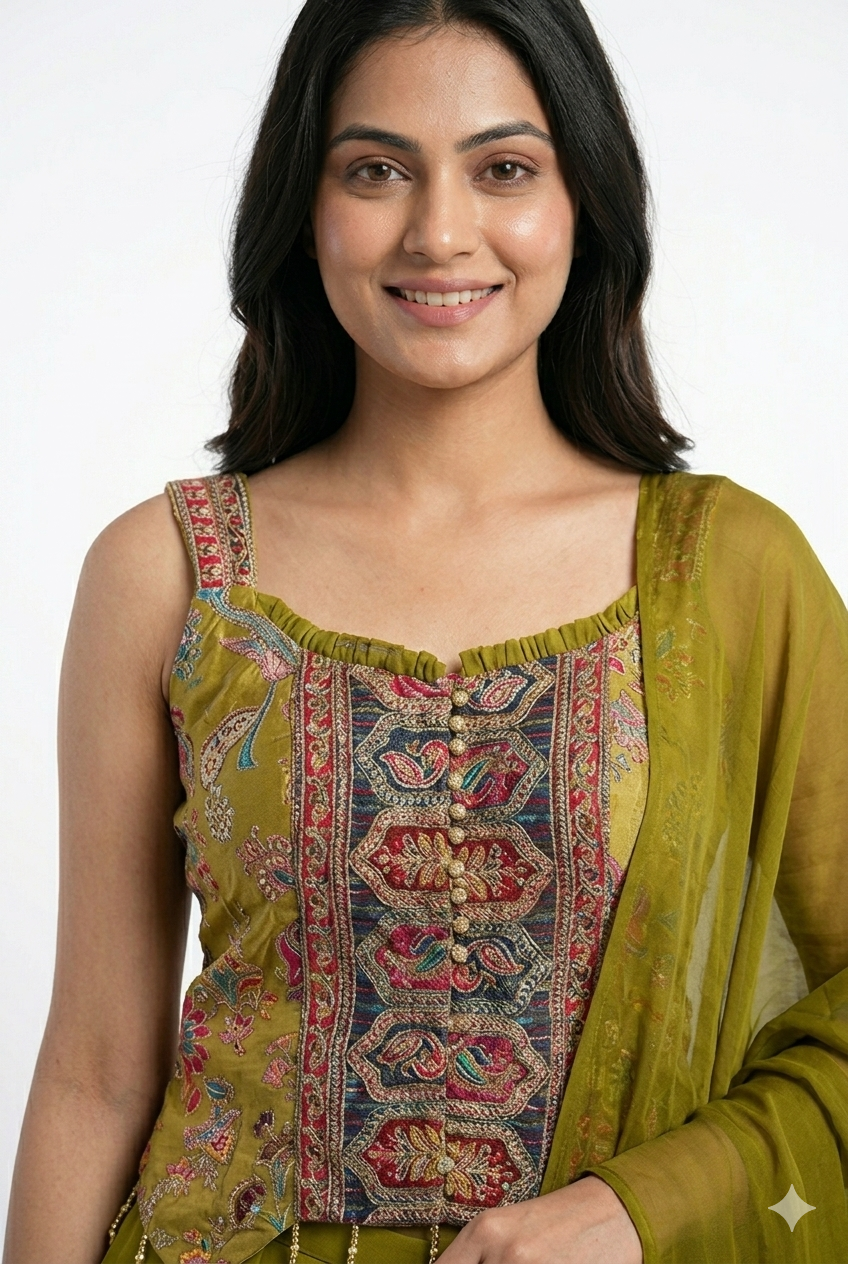 Yellow indo western dress wear
