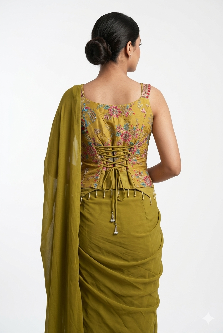 Yellow indo western dress wear