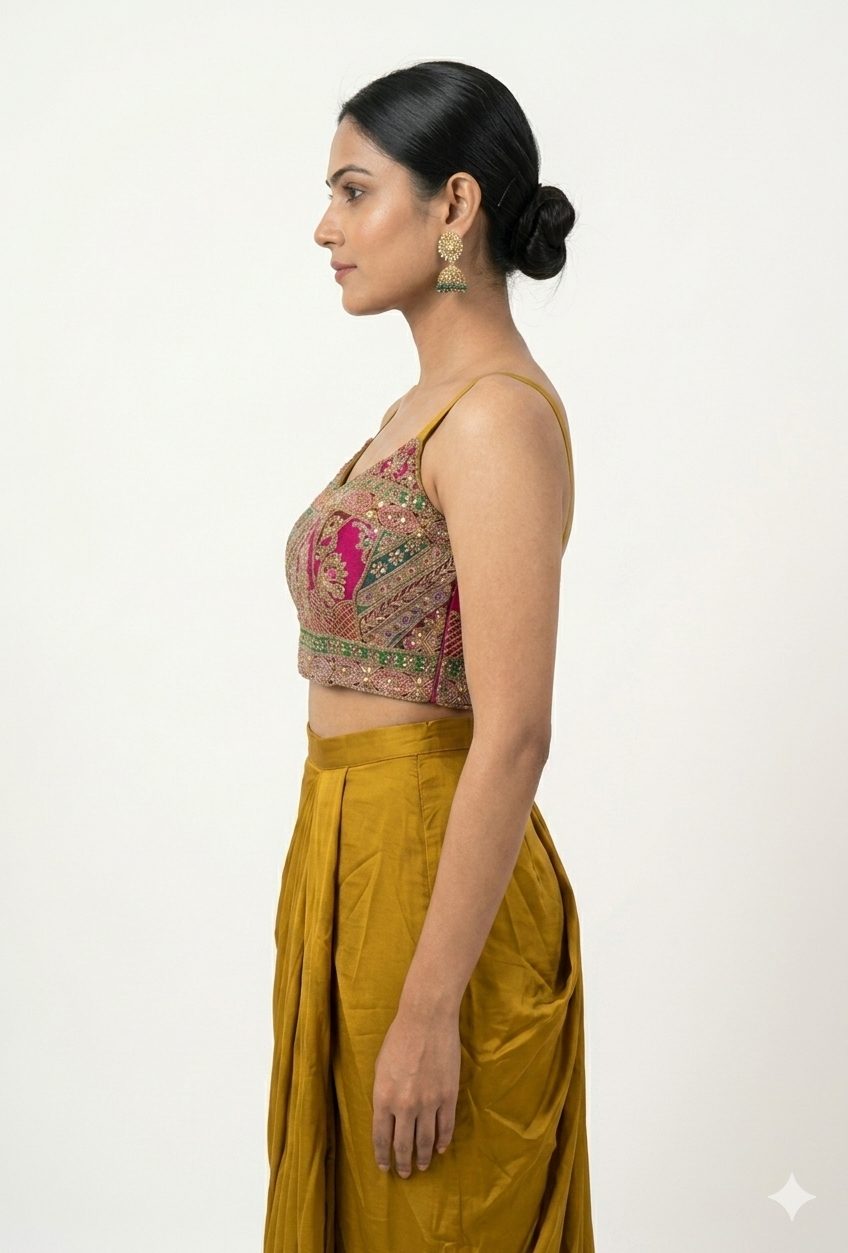 Indo western latest luxury dress yellow colour