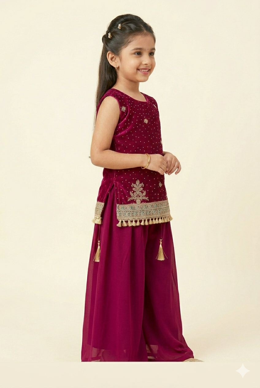 Pink colour kurti palazzo