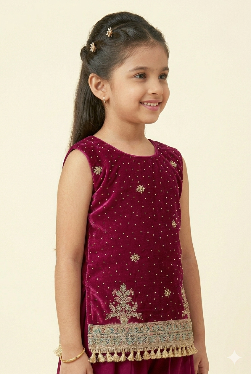 Pink colour kurti palazzo