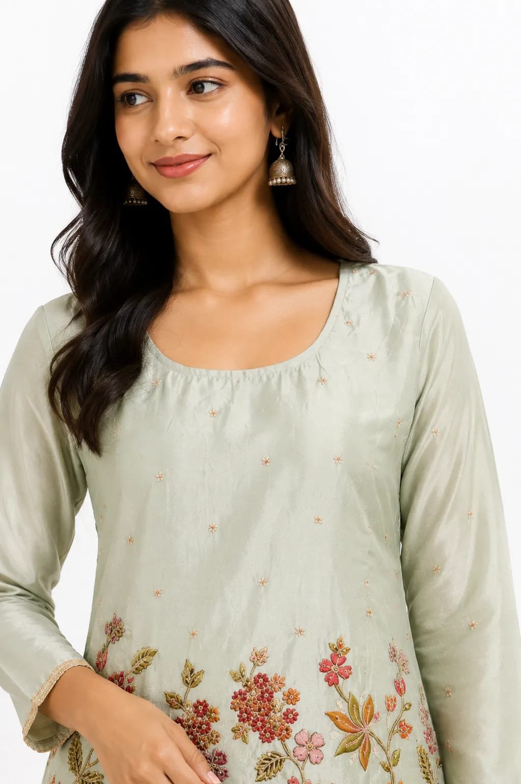 ibrant Pink Embroidered Peplum palazzo Set
