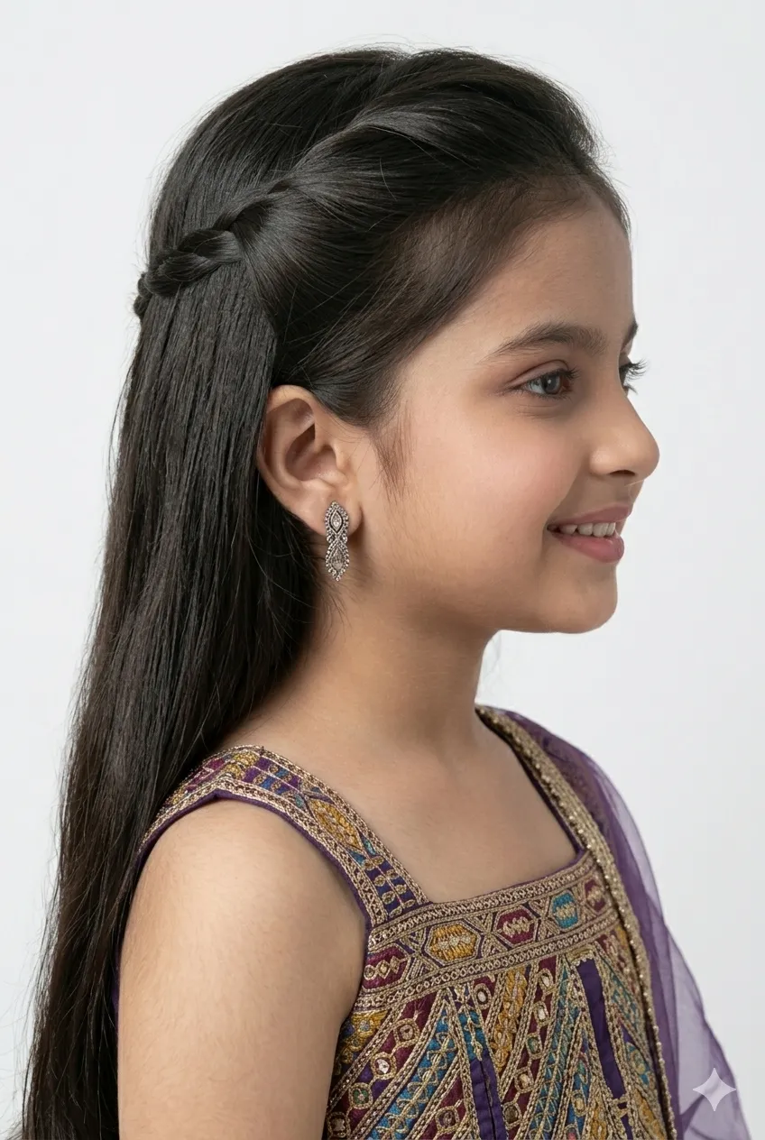 Girls Purple Peplum Kurti & Palazzo Set with Dupatta