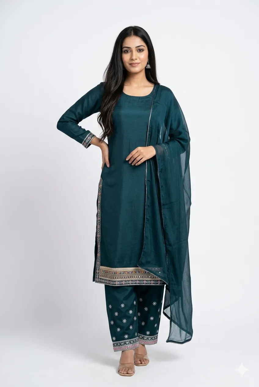 Featuring embroidered kurtis Palazzo