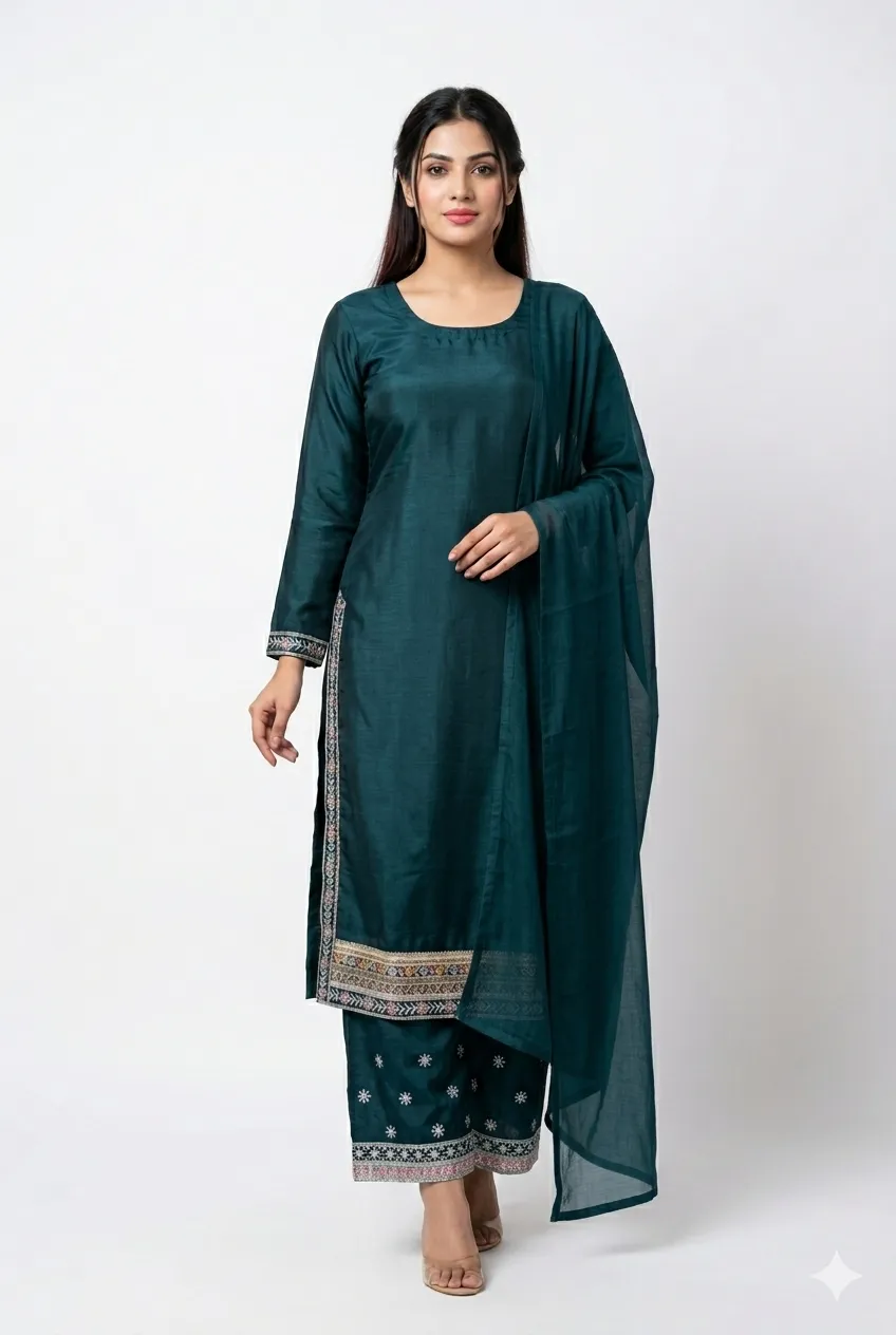 Featuring embroidered kurtis Palazzo