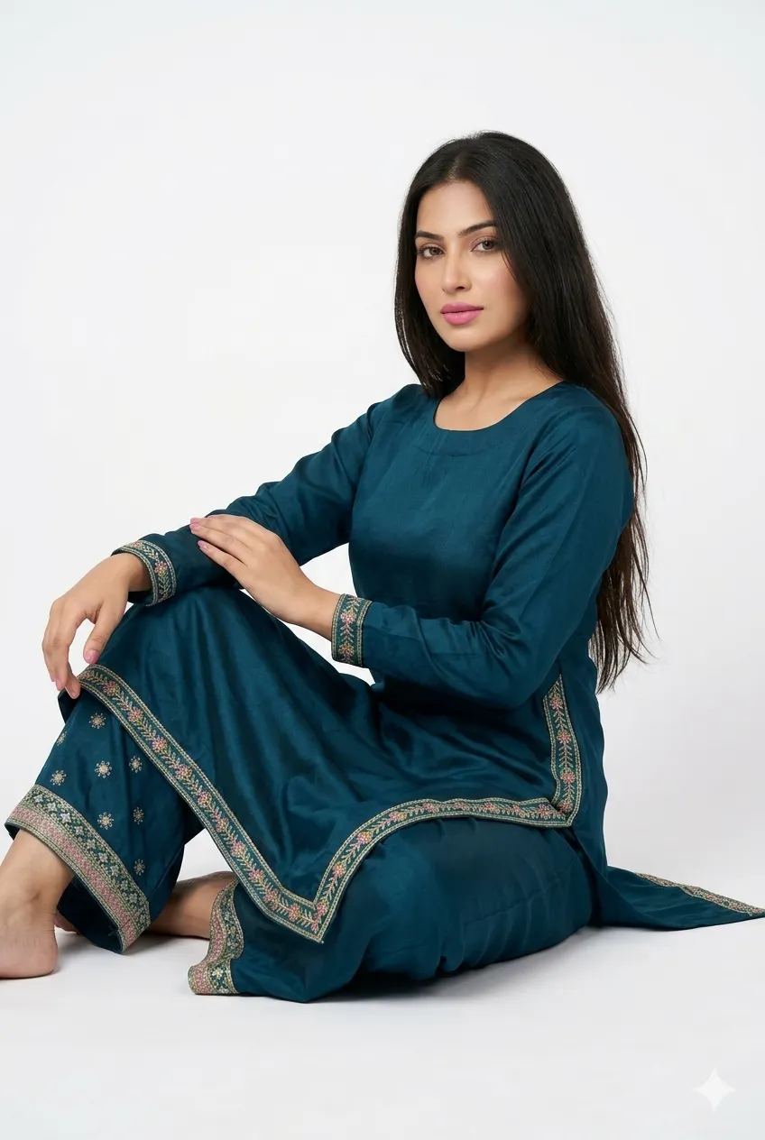Blue Kurtis Palazzo Dupatta set