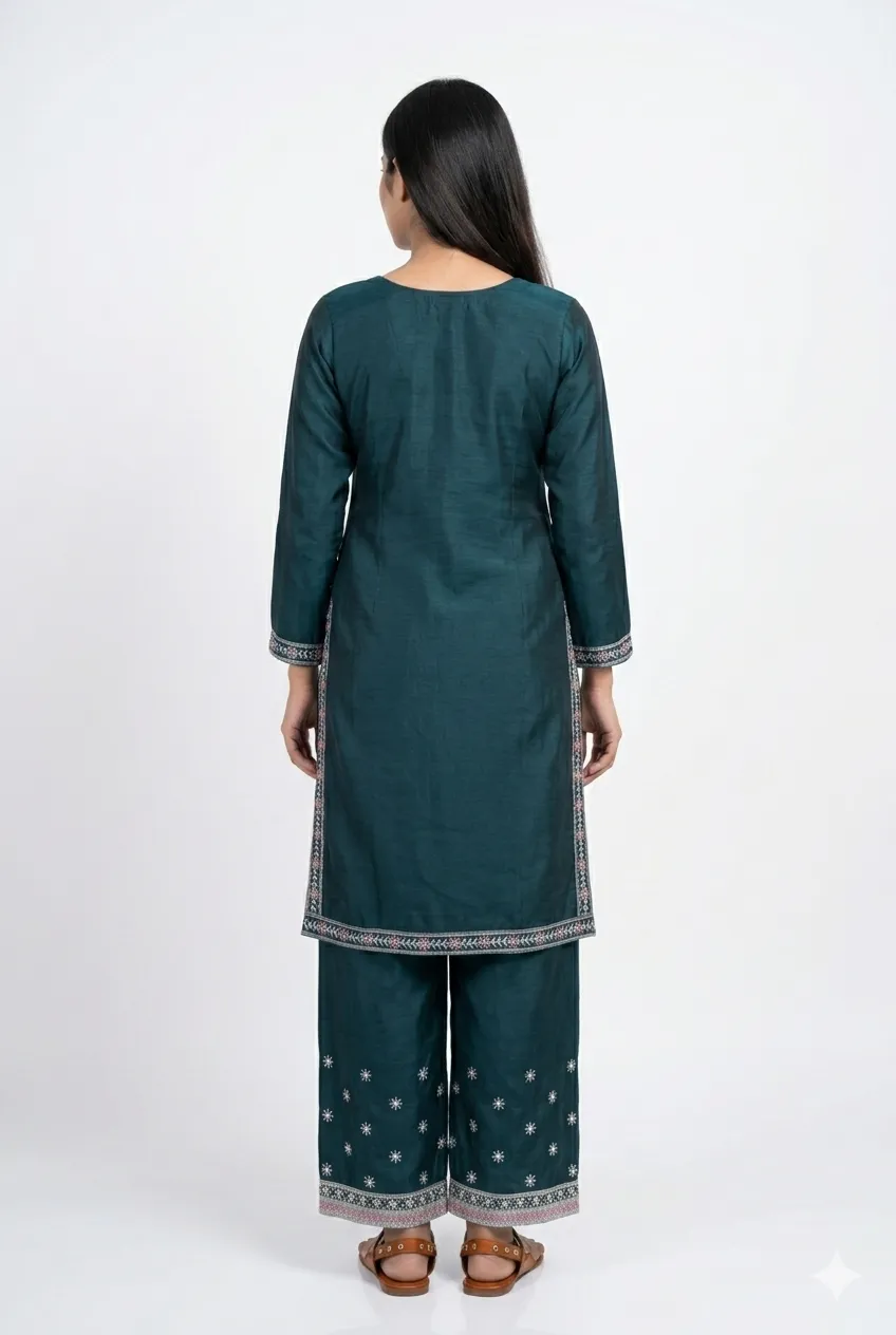 Featuring embroidered kurtis Palazzo
