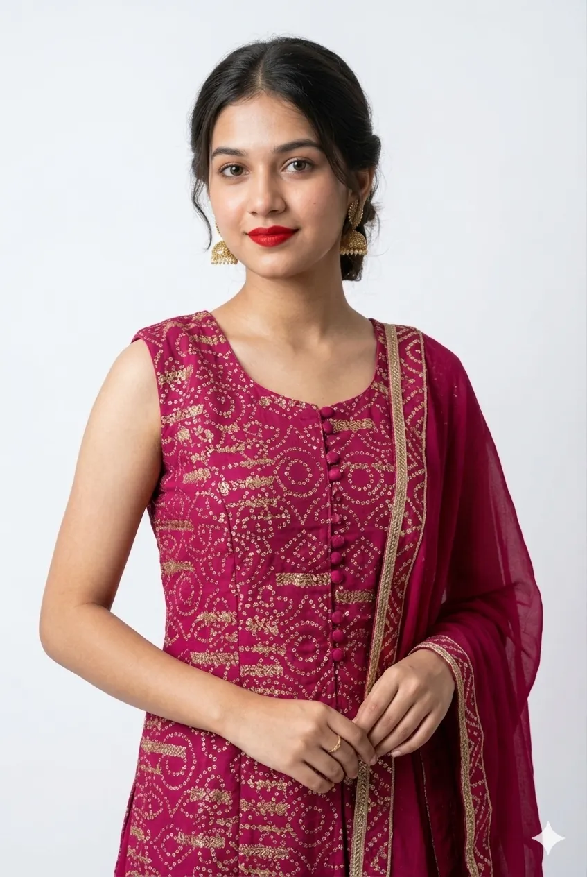 Pink Embroidered Kurta Palazzo Set With Dupatta