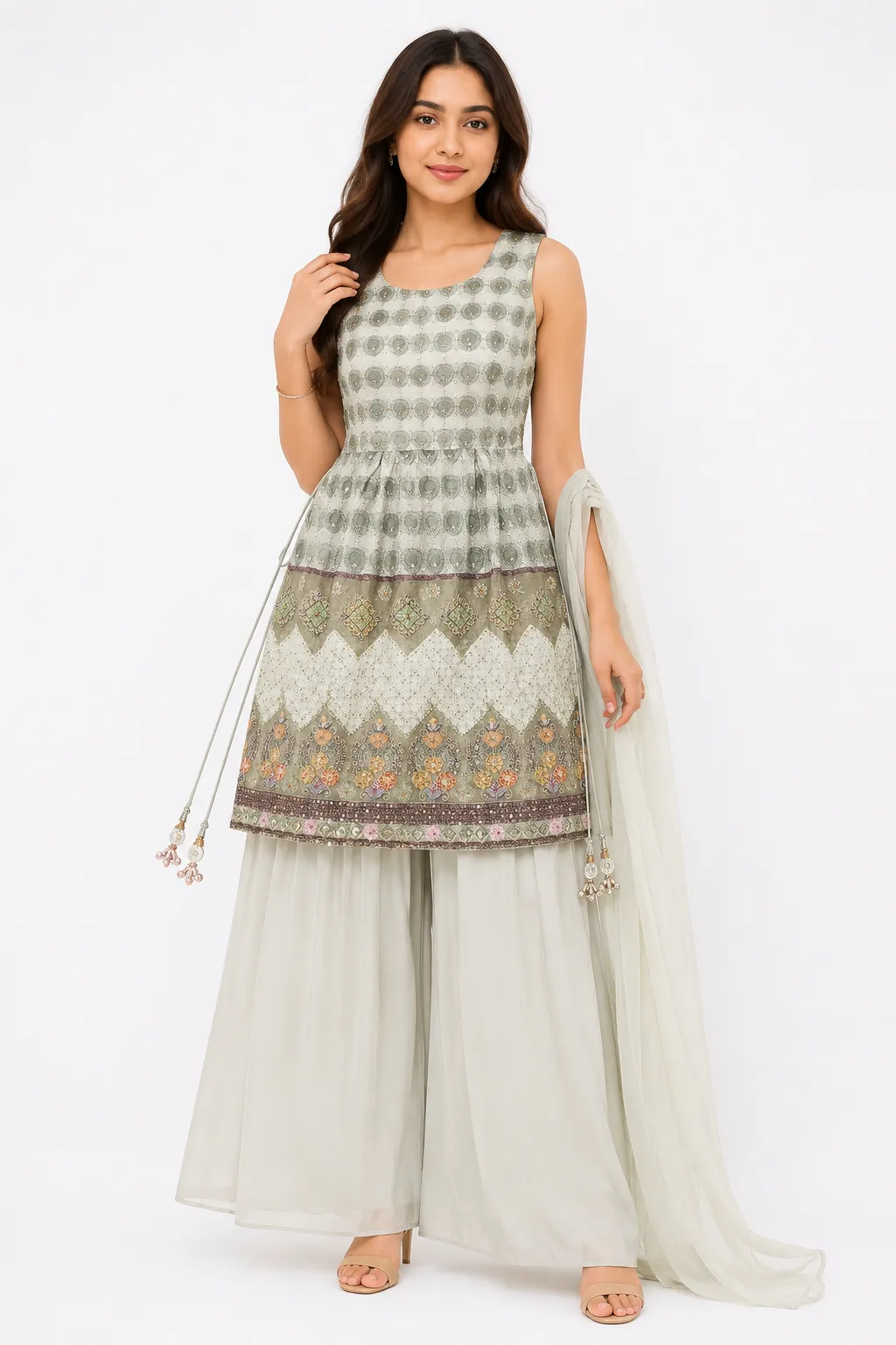 Sage Green position Printed Palazzo ta Set