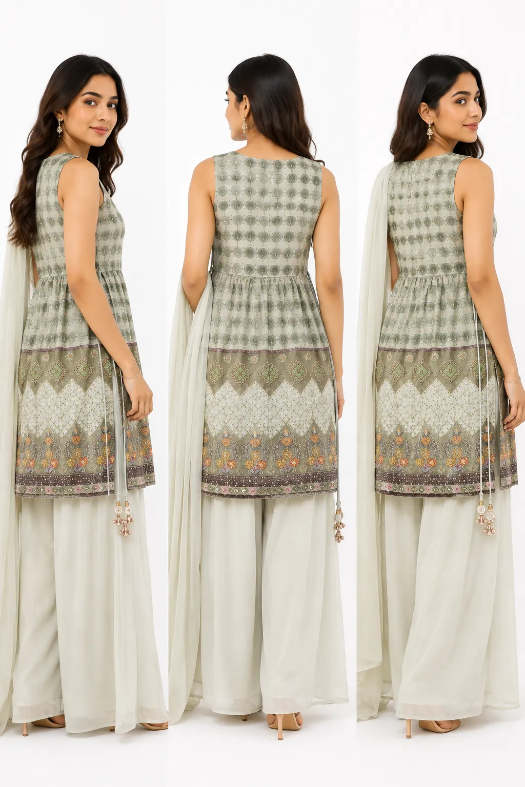 Sage Green position Printed Palazzo ta Set