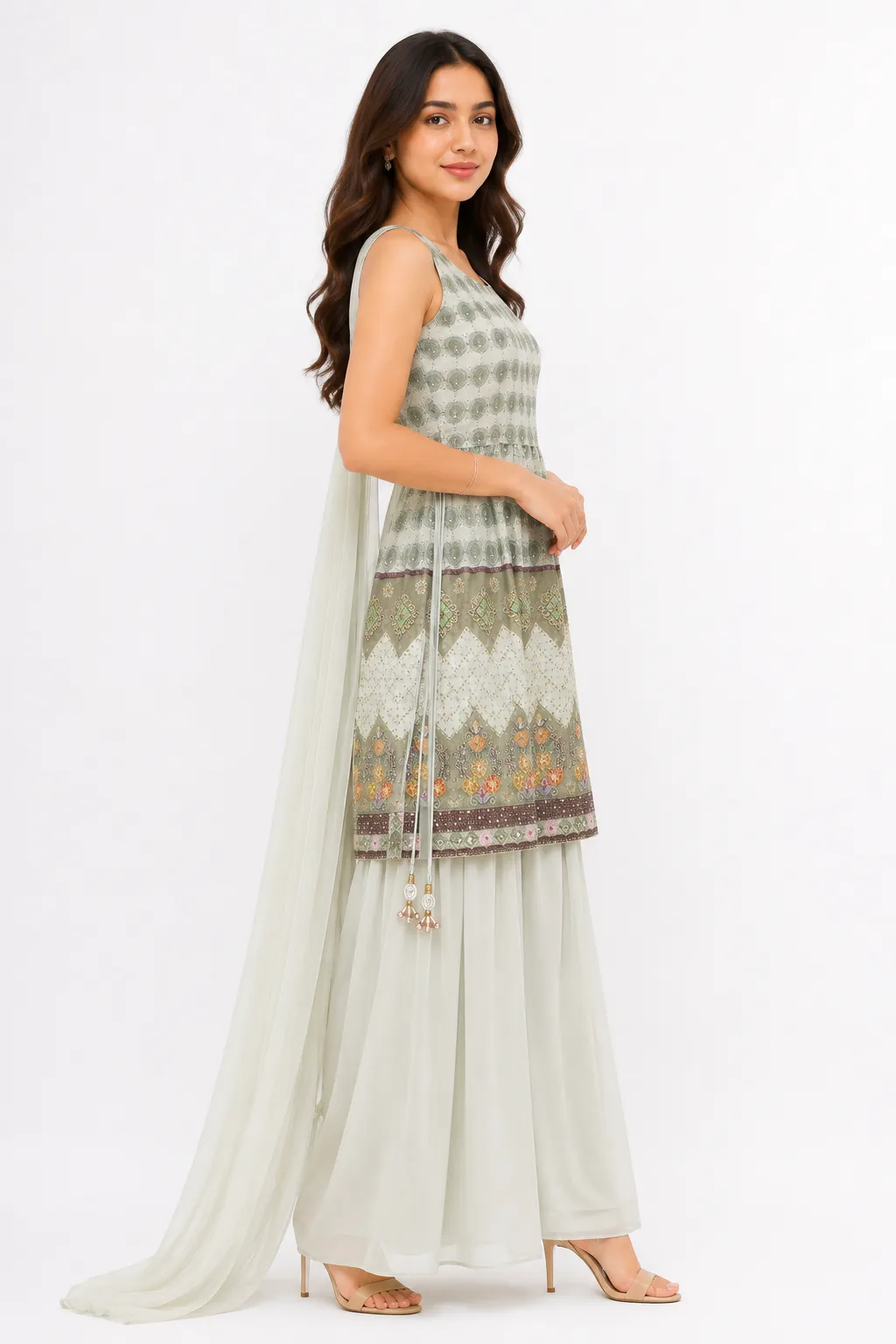 Sage Green position Printed Palazzo ta Set