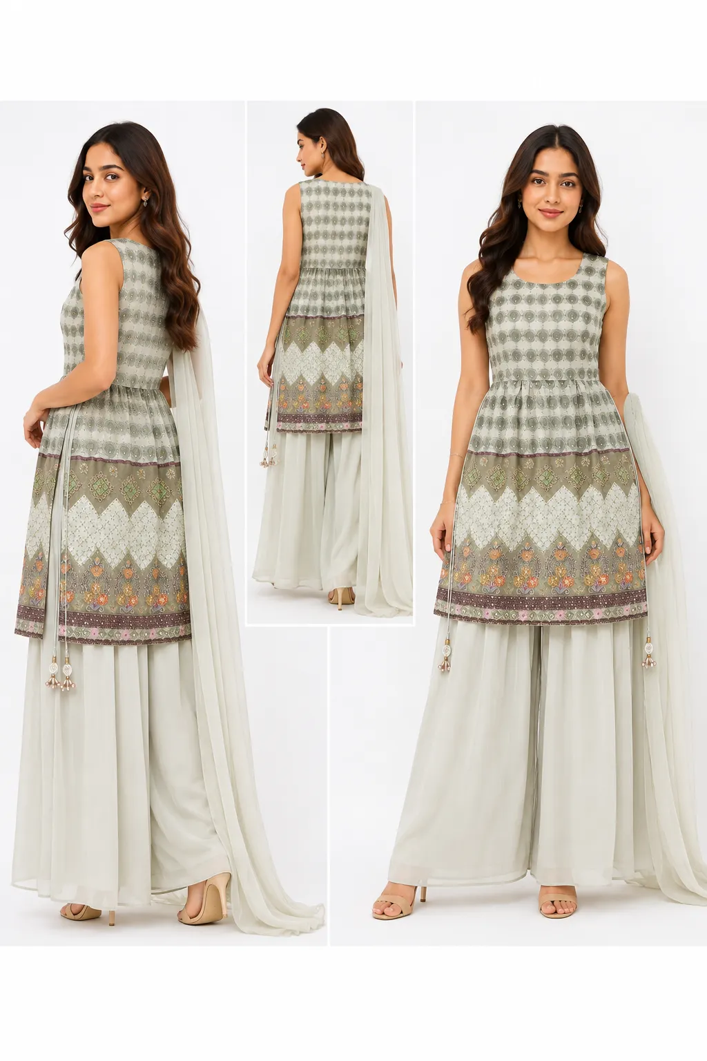 Sage Green position Printed Palazzo ta Set
