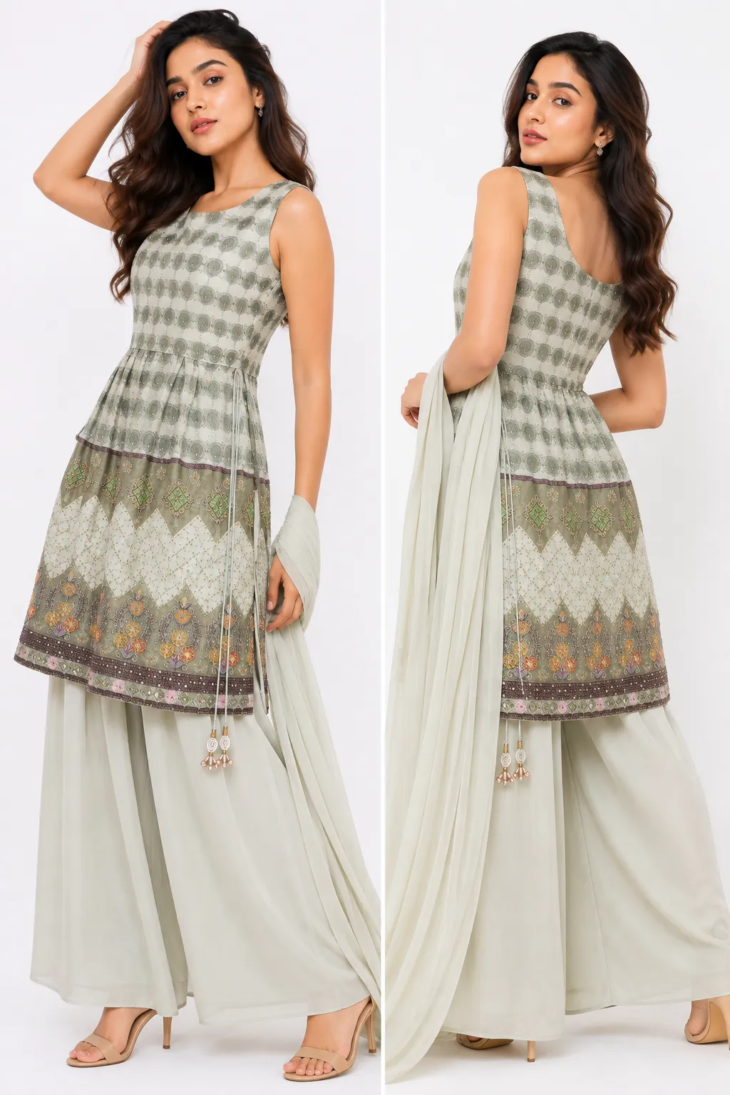 Sage Green position Printed Palazzo ta Set