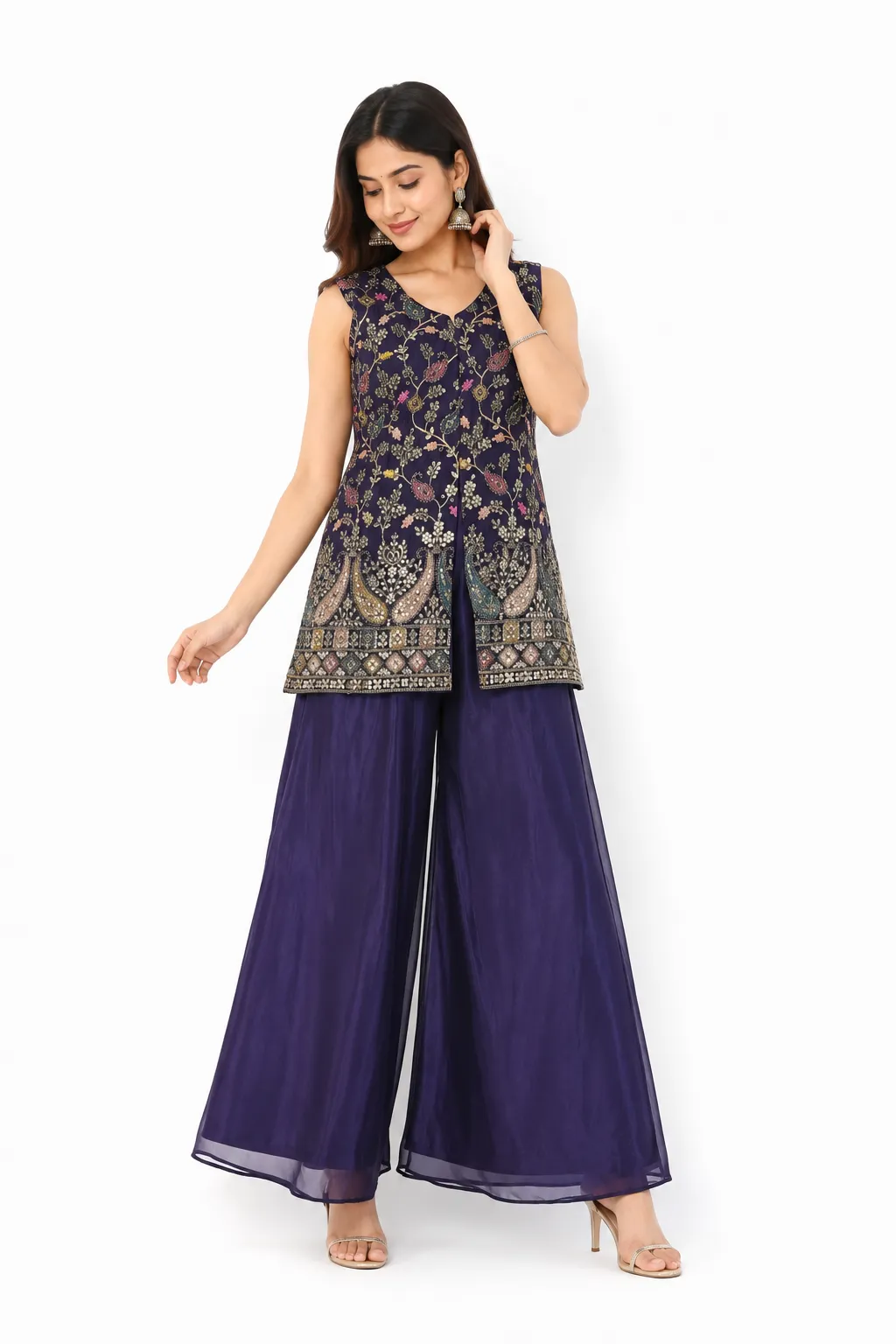 coffee cor-set Palazzo Set for Women | Designer Ethnic 3 Piece Outfit