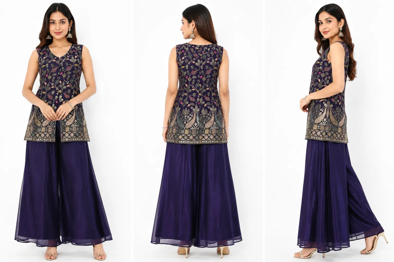 coffee cor-set Palazzo Set for Women | Designer Ethnic 3 Piece Outfit
